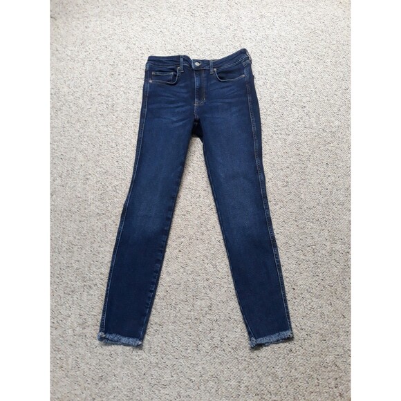 30 We The Free High Rise Skinny Dark Wash Raw Fray Hem - Picture 2 of 8